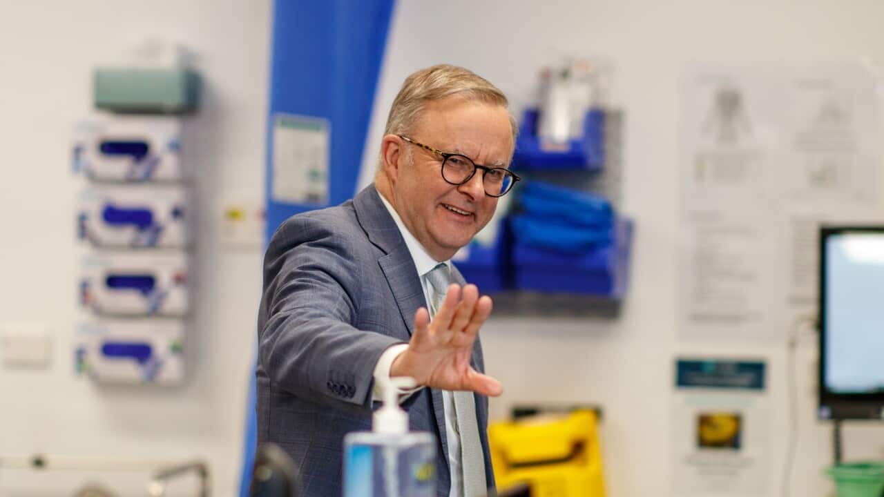 Anthony Albanese during his visit to a clinic in Adelaide