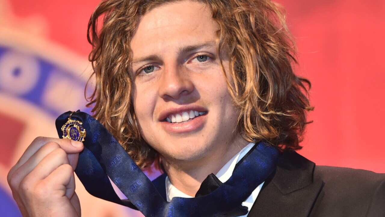 Nat Fyfe reacts after winning the Brownlow Medal