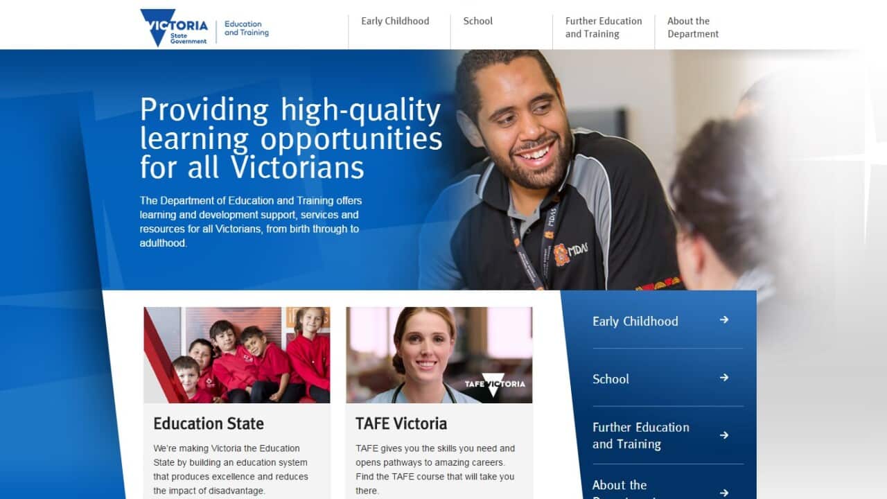 Image of the education department website