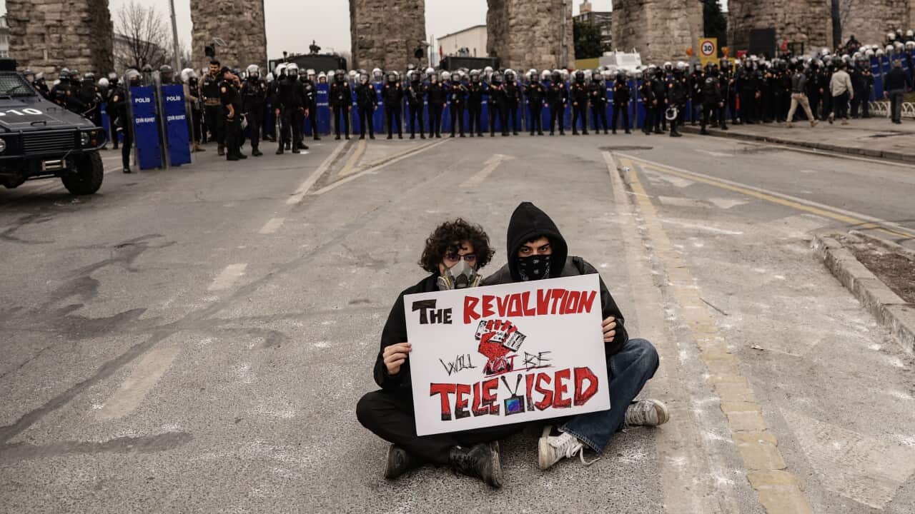 Protest in Istanbul against the detention of Istanbul mayor Imamoglu
