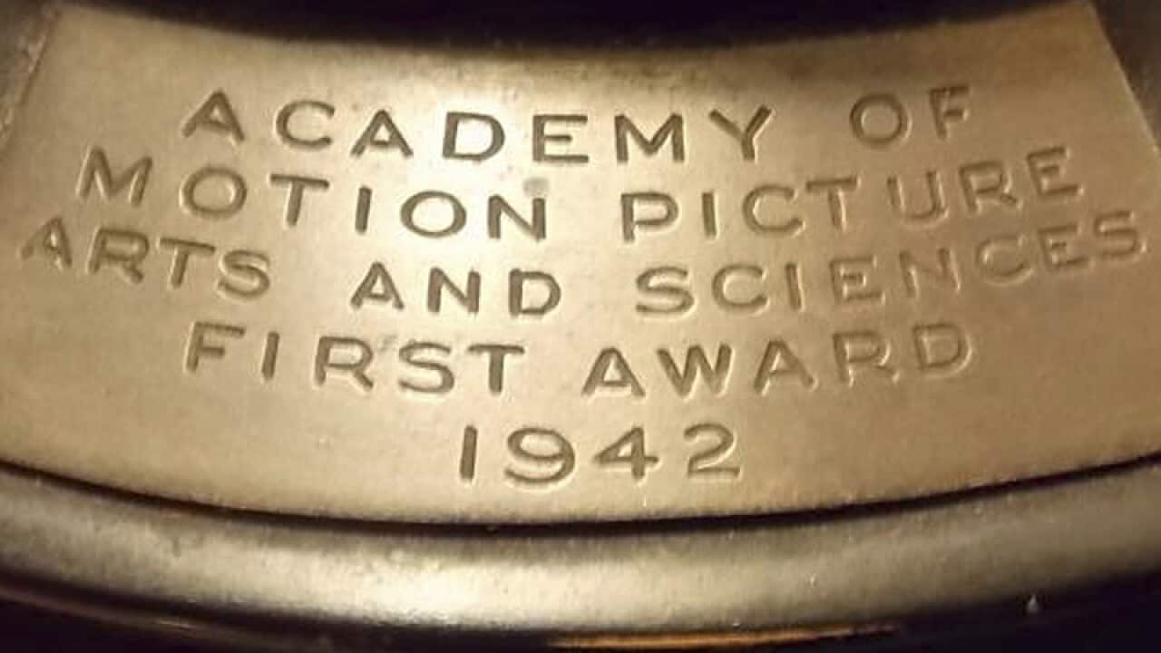 An Academy Award Oscar statue awarded to Joseph Wright