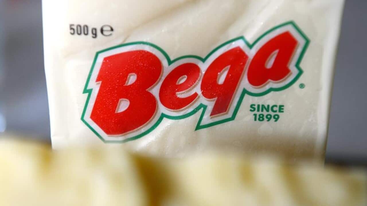 close-up of block of Bega cheese