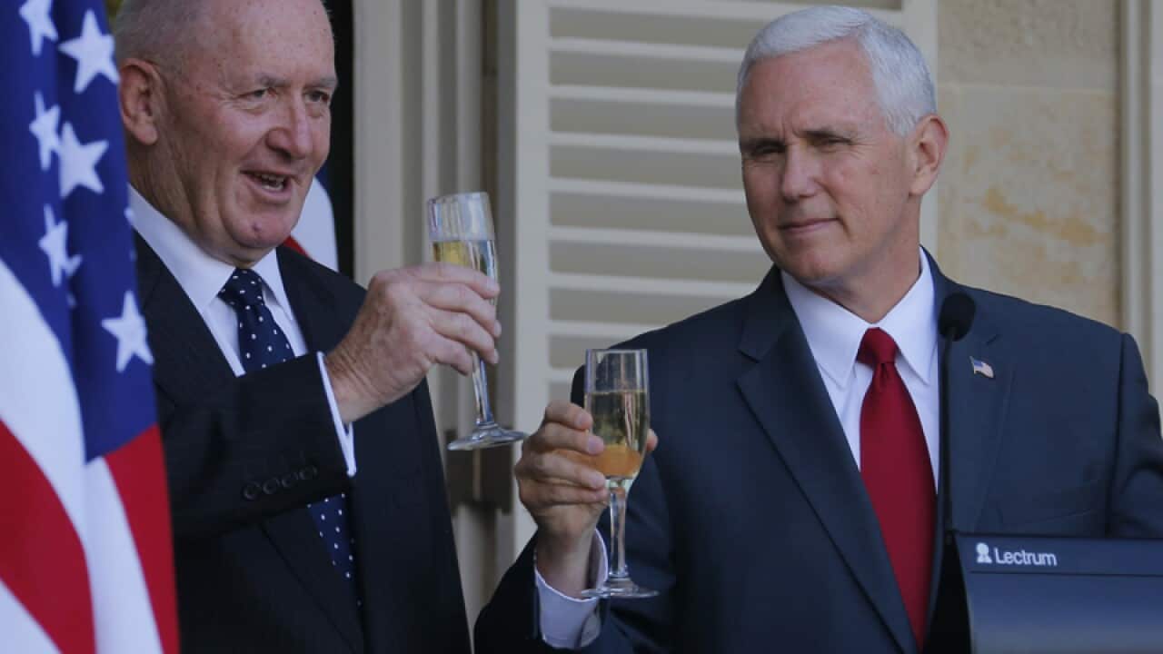 U.S. Vice President Mike Pence (R) and Governor General Peter Cosgrove