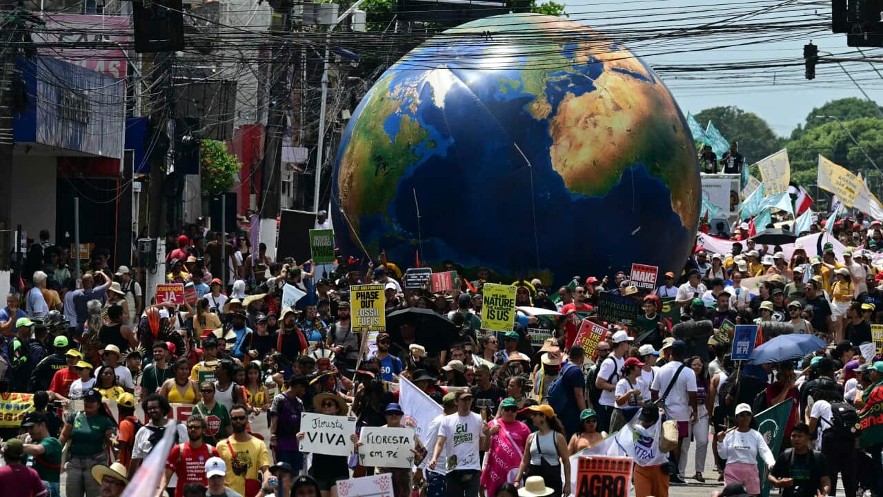 Protesters march during a demonstration