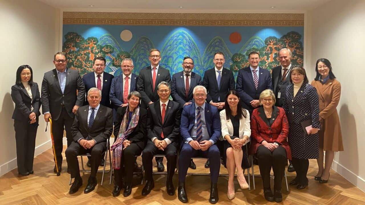 Korean Ambassador to Australia with Federal members of the Australia-Korea Parliamentary Group