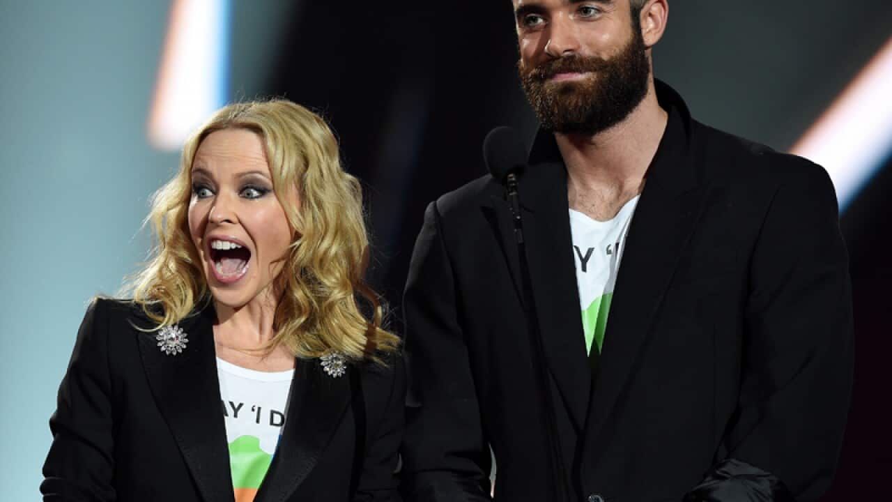 Kylie Minogue and Joshua Sasse at the ARIA Awards