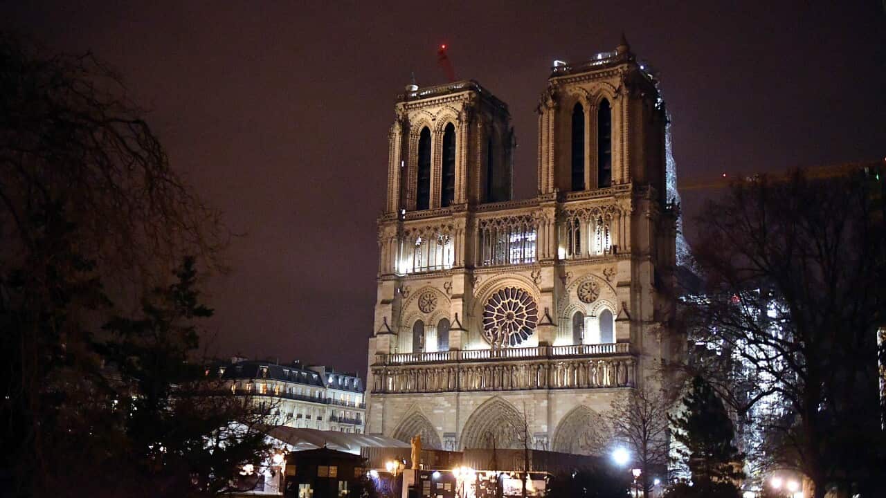 Construction Site Of Notre Dame De Paris At Night