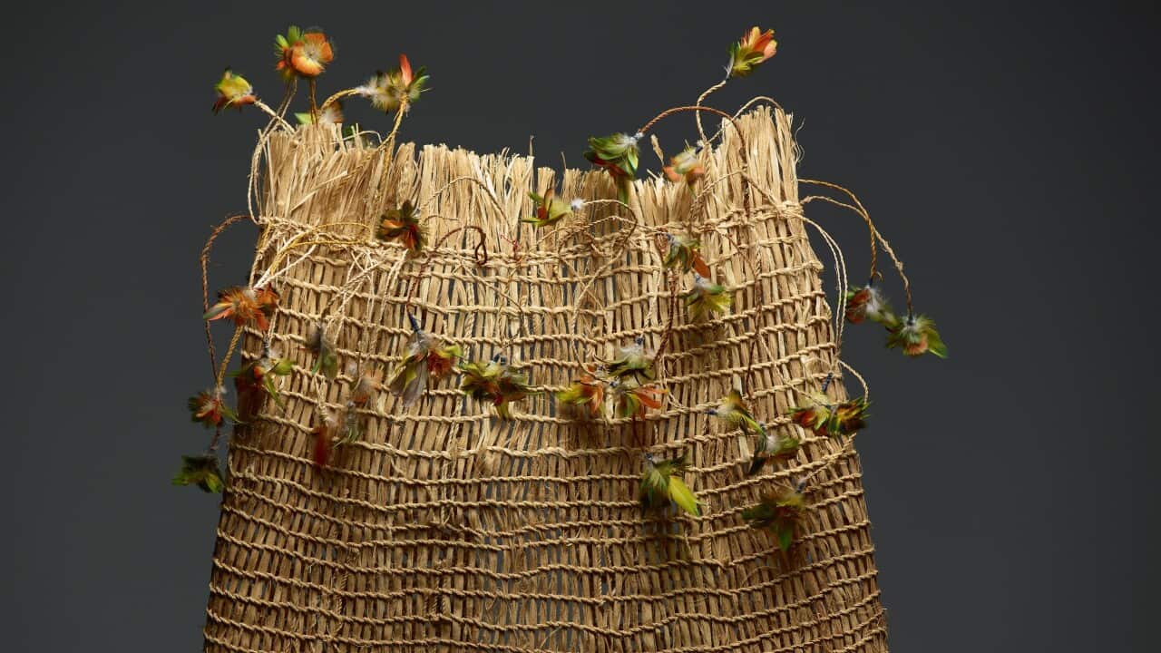 Woven skirt from Galiwin’ku (Elcho Island) by Rosemary Gamajun Mamunin