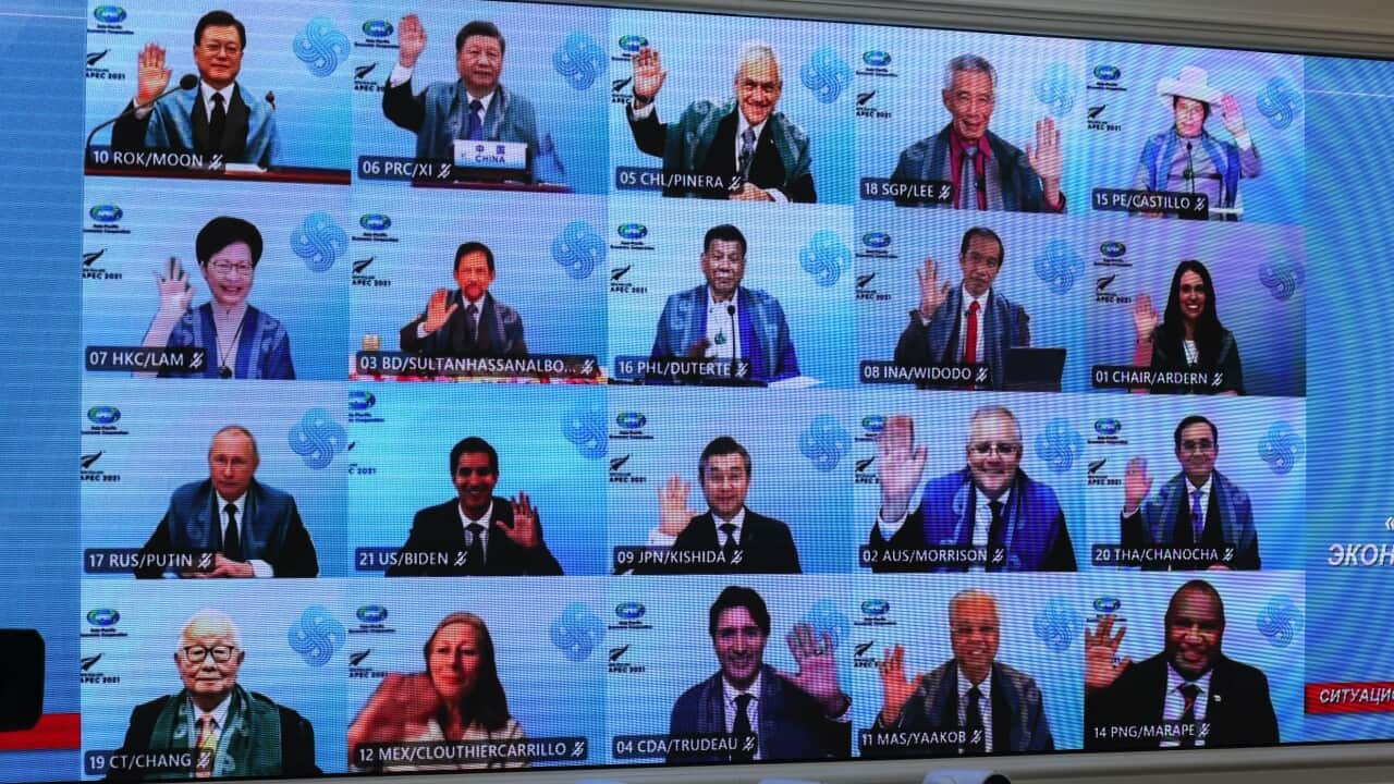 Leaders attend the APEC meeting online.