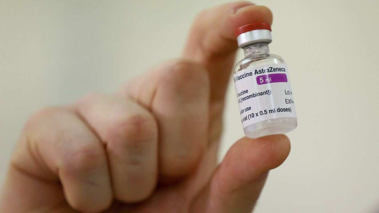 A vial of the COVID-19 vaccine developed by Oxford University and UK-based drugmaker AstraZeneca.