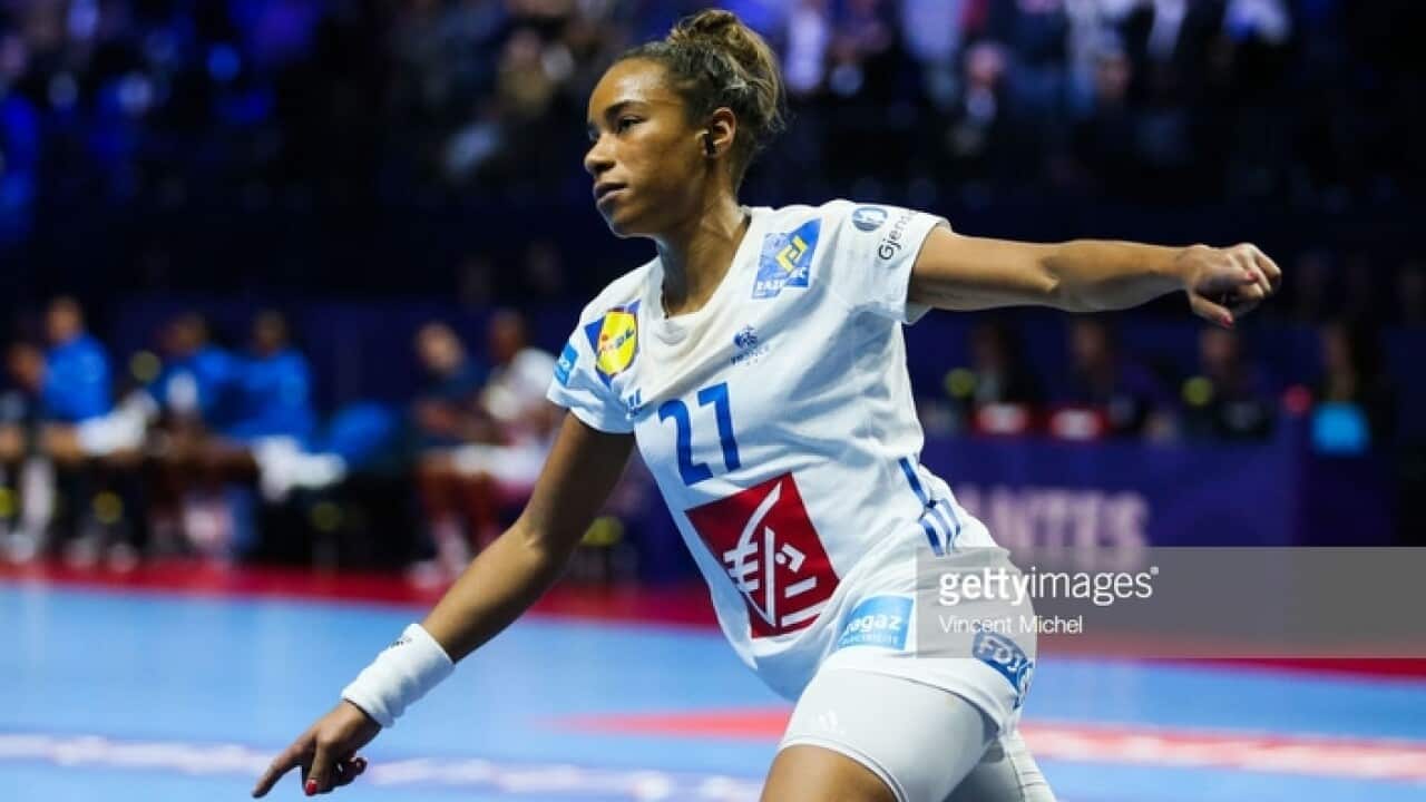 Estelle Nze Minko of France during the EHF Euro match between Serbia and France on December 12, 2018 in Nantes, France. (Photo by Vincent Michel/Icon Sport via Getty Images)