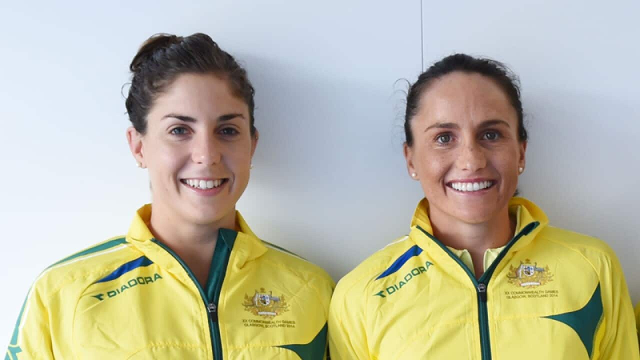 Australian triathletes (left to right) Ashleigh Gentle, Emma Moffatt