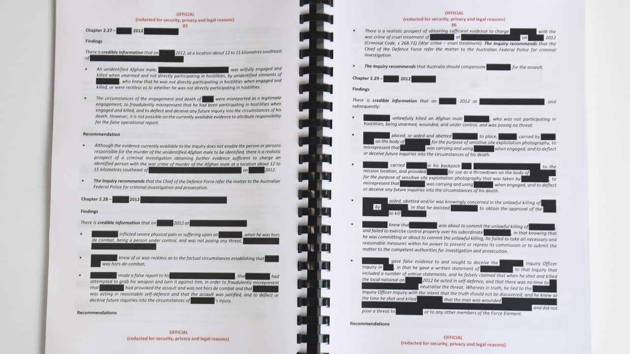the report, with redactions, by the Inspector-General of the Australian Defence Force Afghanistan Inquiry in Canberra