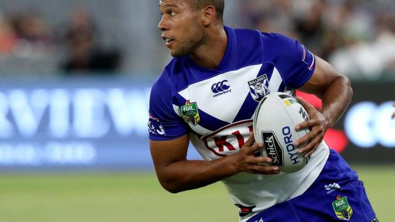 Moses Mbye of the Bulldogs in action