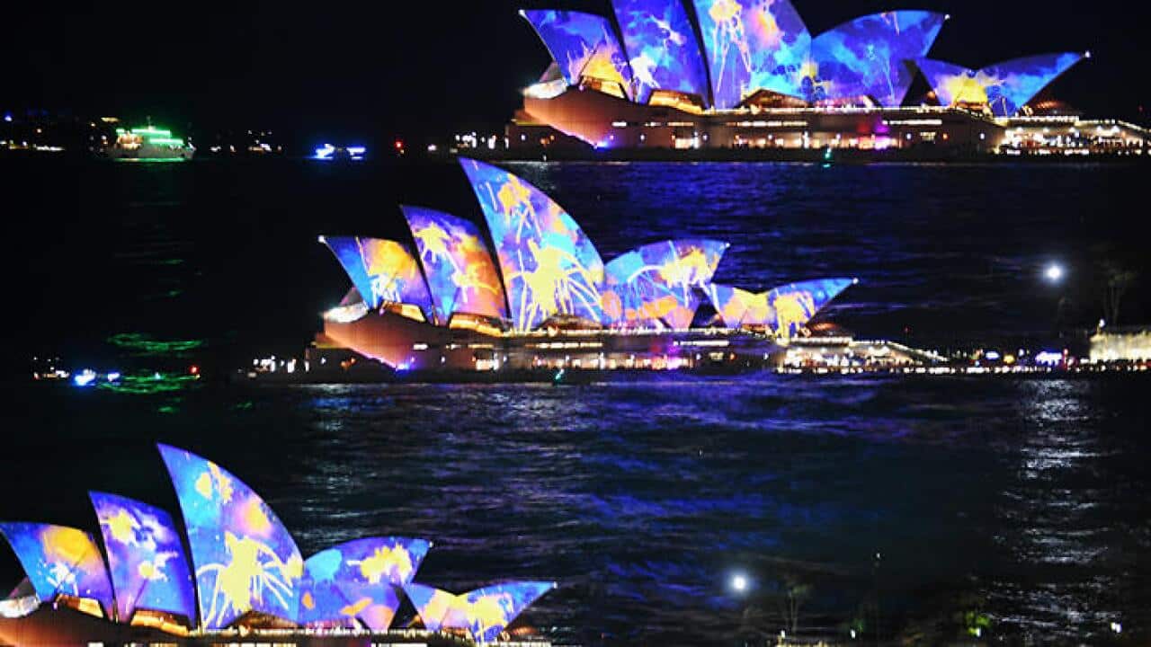 Thousands of people attended the opening night of light and music festival Vivid. (AAP)