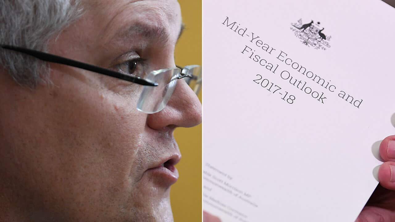 Australian Federal Treasurer Scott Morrison speaks during a press conference as he hands down the Mid-Year Economic and Fiscal Outlook 2017/18.