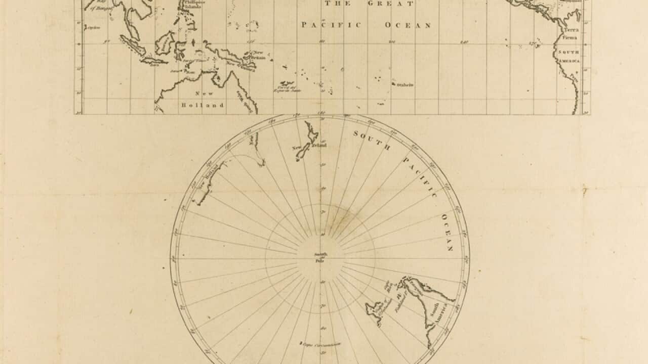 A copy of the earliest printed map of Australia.