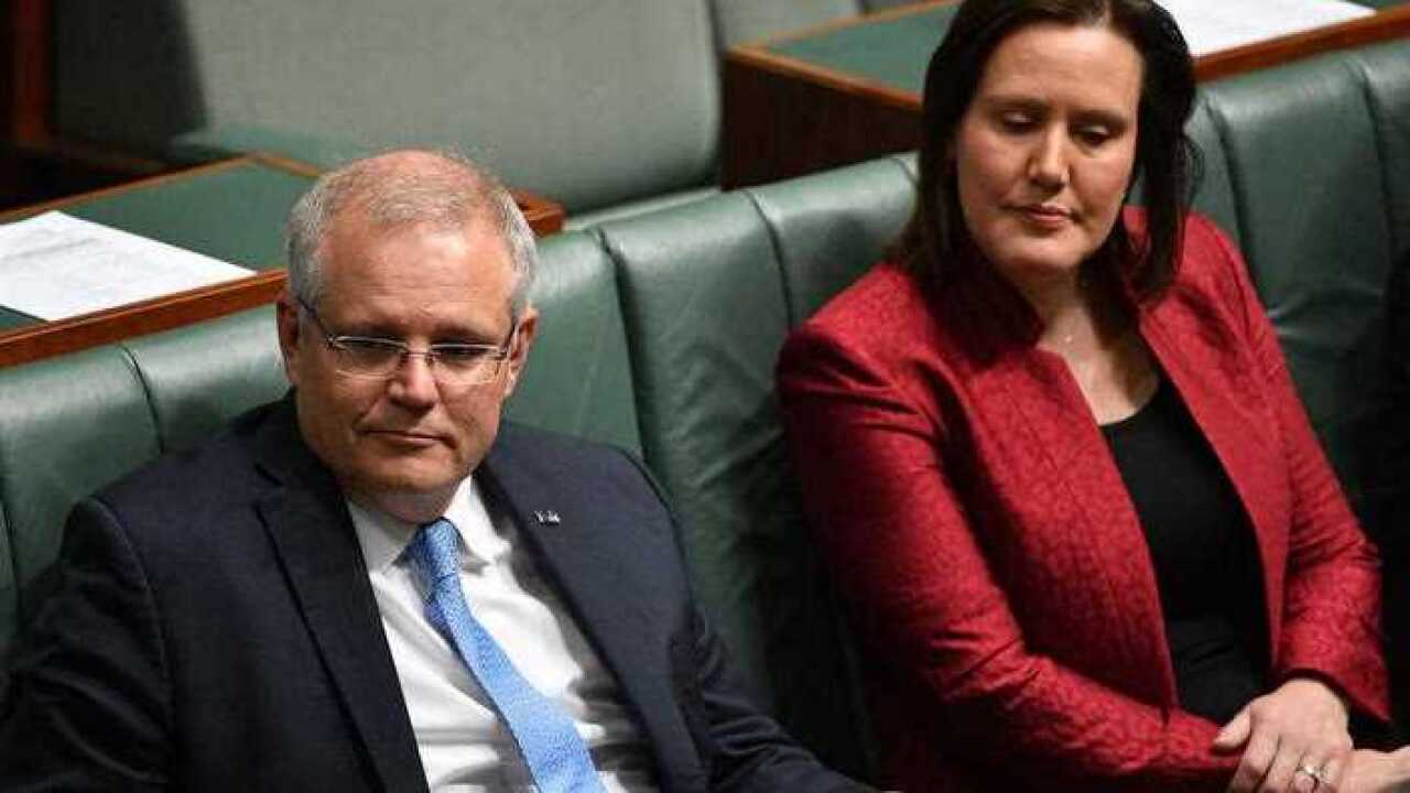 Prime Minister Scott Morrison and Minister for Women Kelly O'Dwyer during a division in the House of Representatives at Parliament House