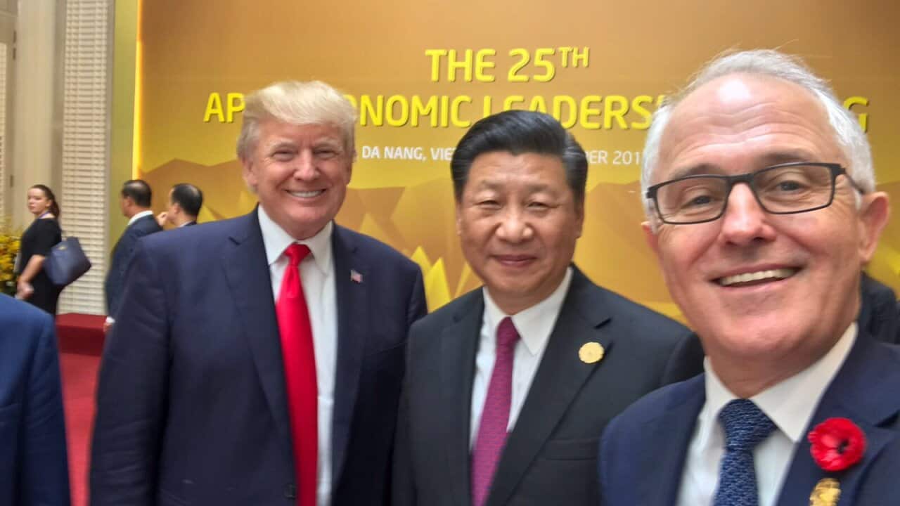 PM Turnbull took Selfie with US President Trump and Chinese President Xi in 2017 APEC