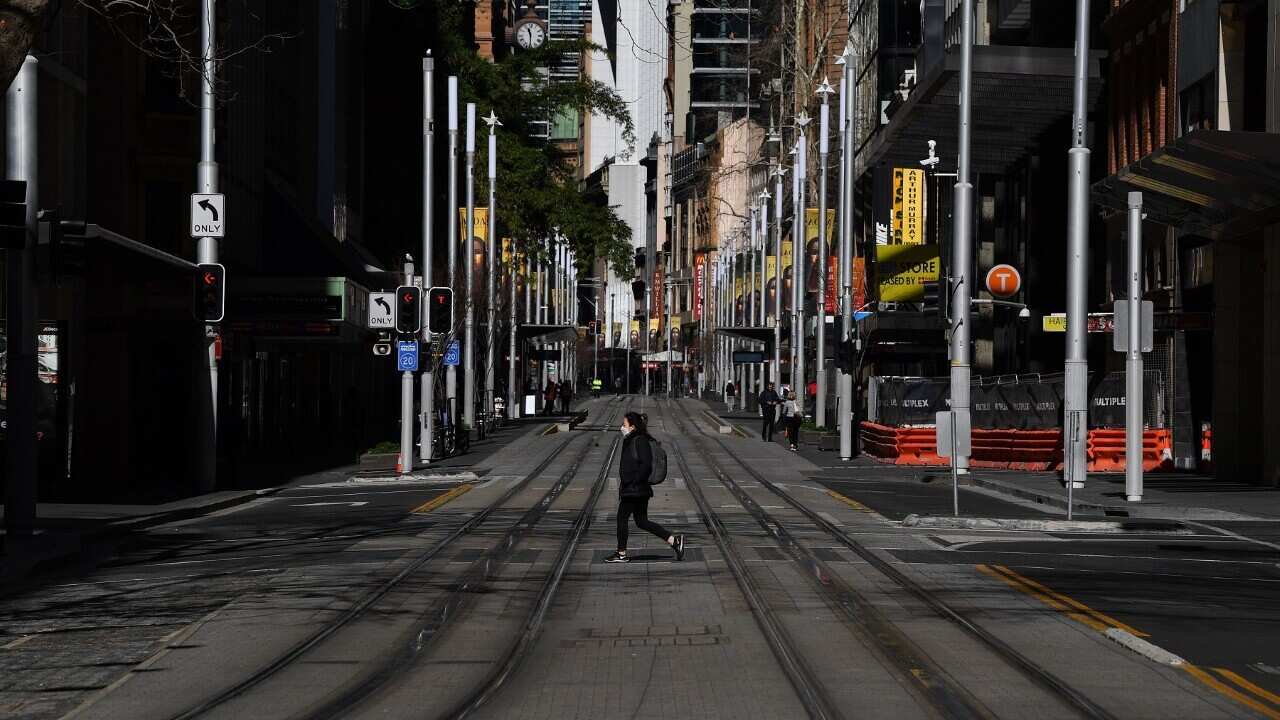 Sydney's CBD is very quiet due to the COVID restrictions (AAP)