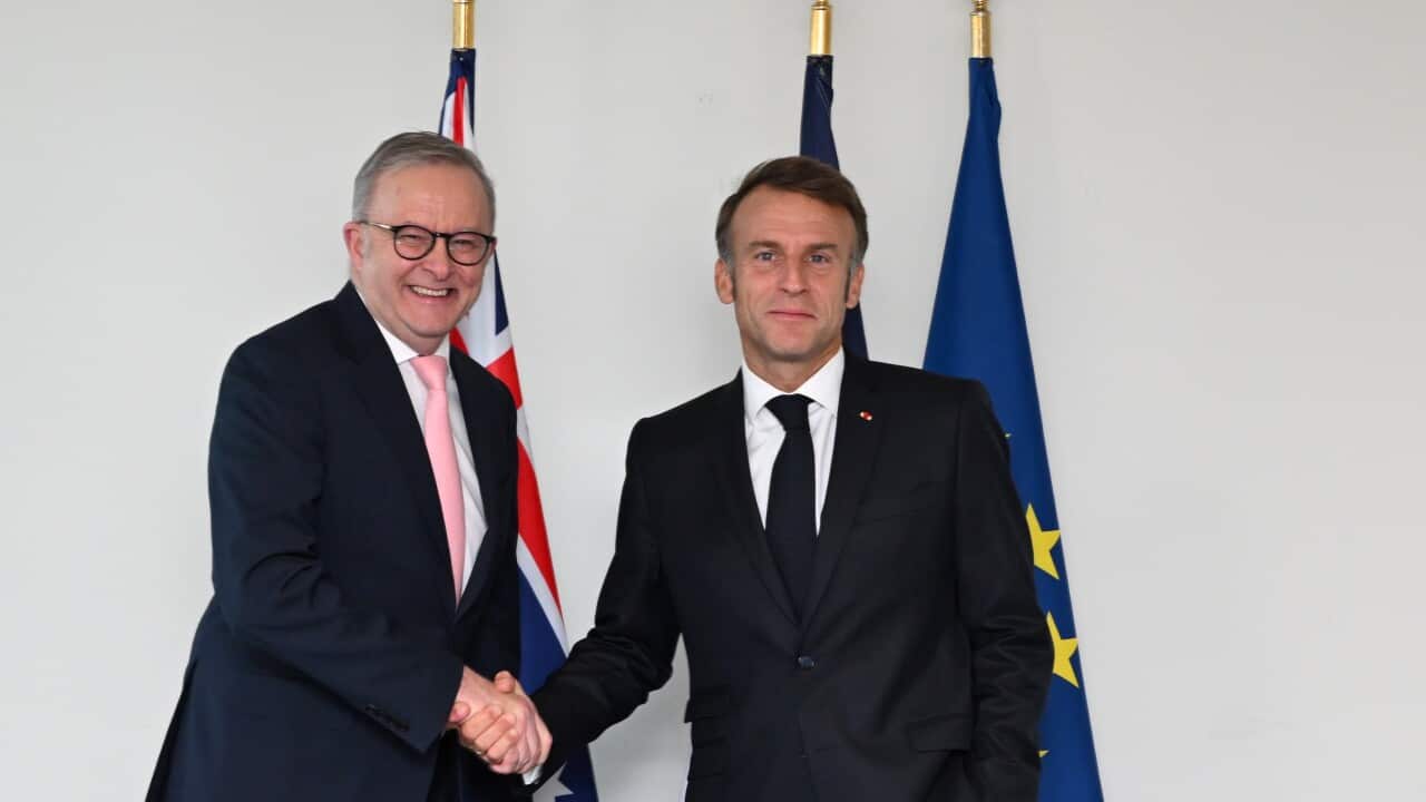 ANTHONY ALBANESE EMMANUEL MACRON MEETING
