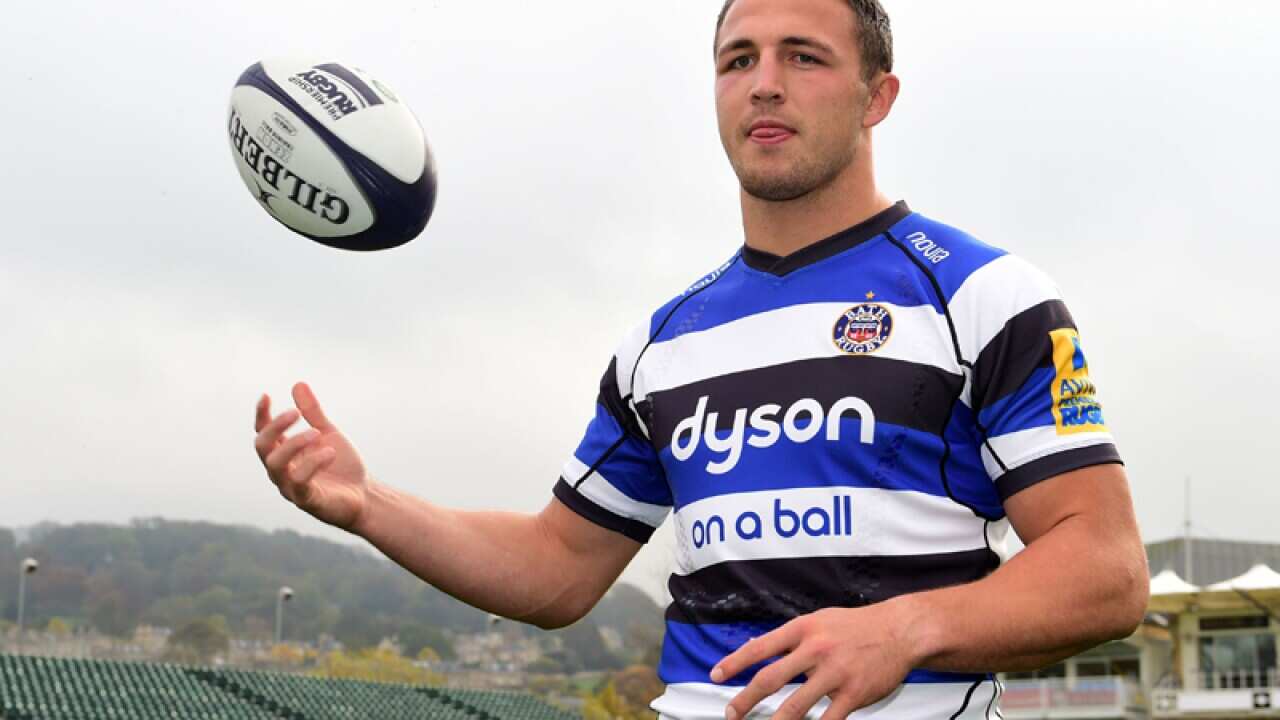 Bath's new signing Sam Burgess poses for a photograph