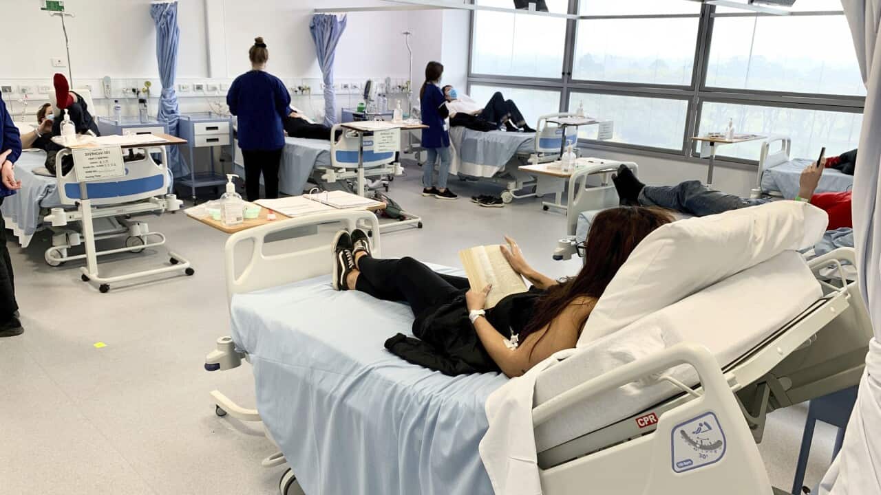 Clinical trial participants receiving a coronavirus vaccine in Melbourne in May.