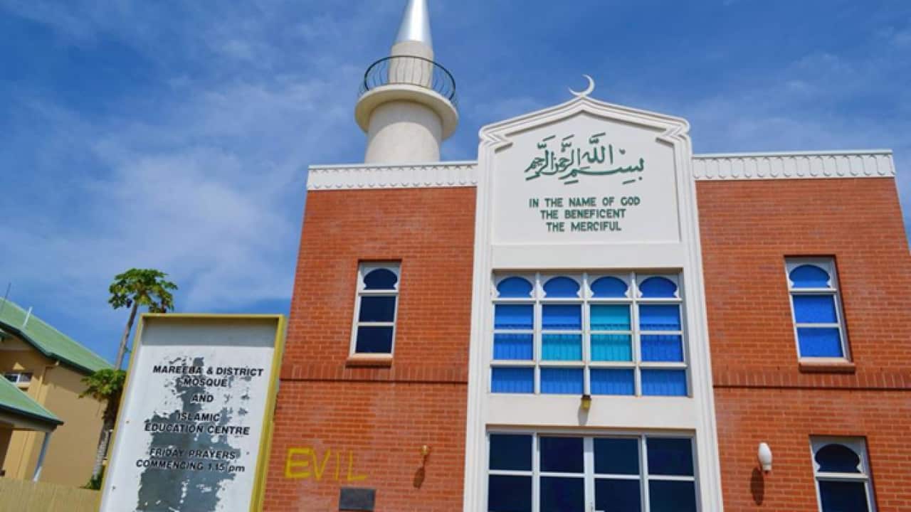 A Mosque in Mareeba Queensland was vandalised with the word evil following yesterday's terror raids.