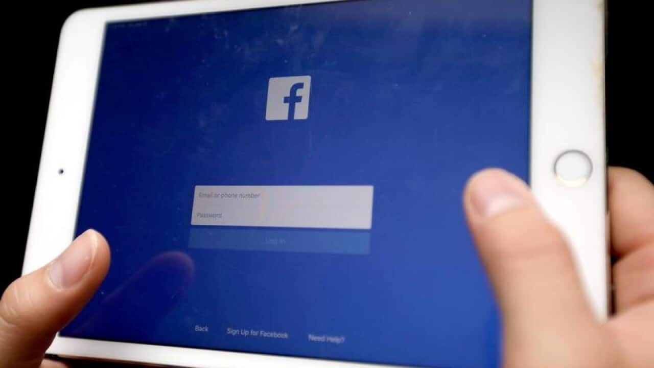 Facebook displayed on an electronic device