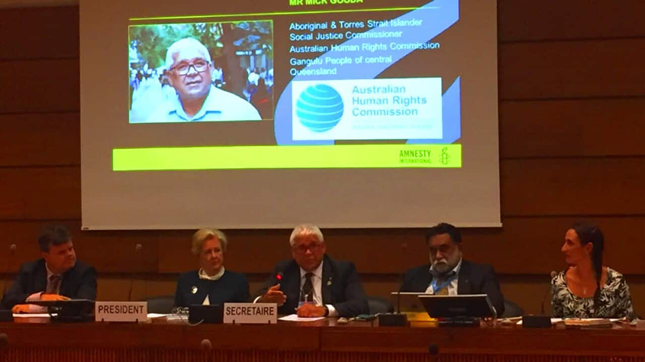 Far right: Tammy Solonec of Amnesty Australia at the UN, Geneva