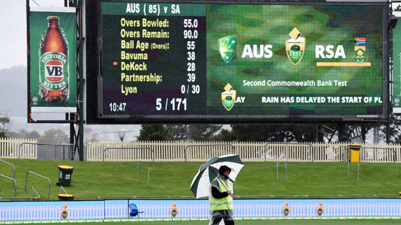 Rain has set in on day two of the 2nd Test