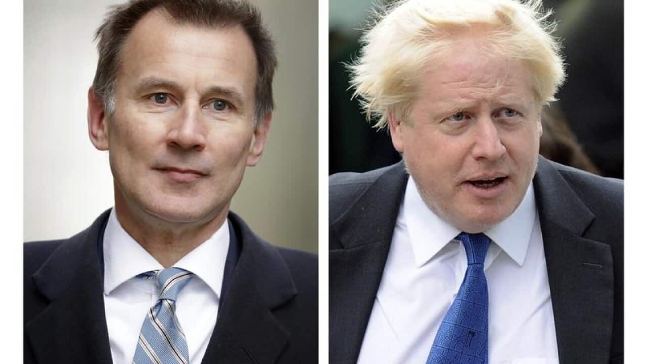 UK PM contenders Jeremy Hunt (L) and Boris Johnson (R)