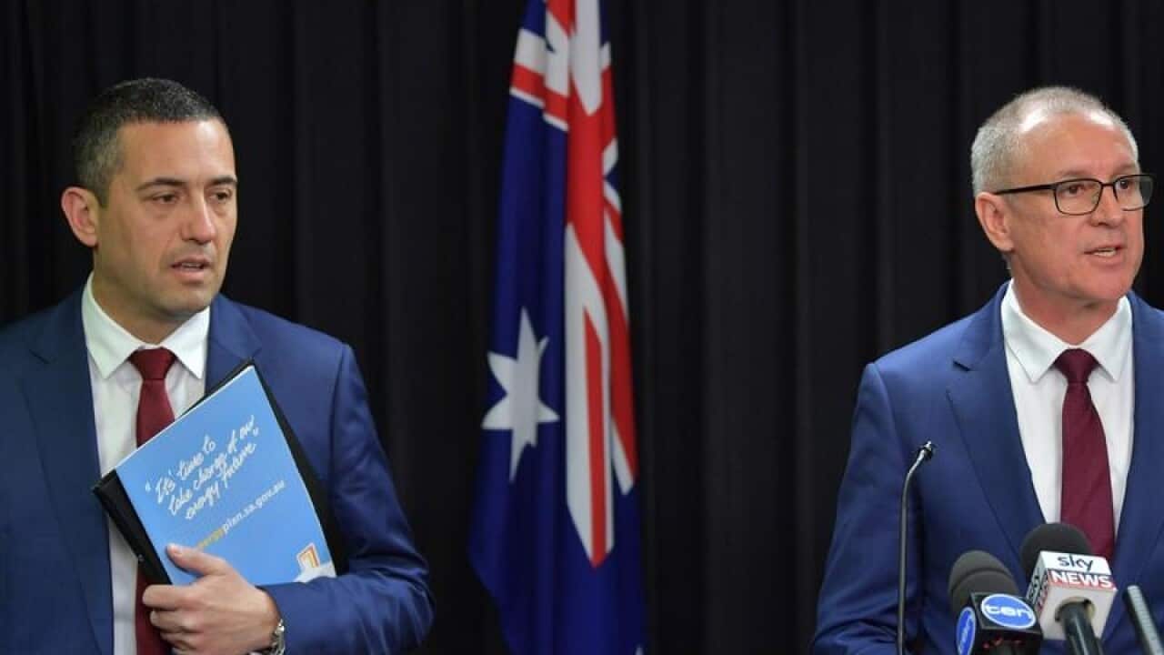 Jay Weatherill (right) and Tom Koutsantonis (left)