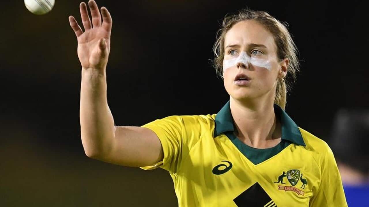 Ellyse Perry of receives the ball during One Day International.