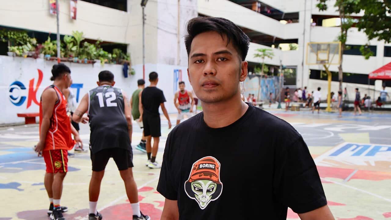 Carlos Belvis inside the most famous basketball court in Asia.