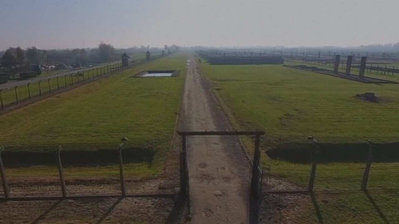 Aerial view of Auschwitz via drone