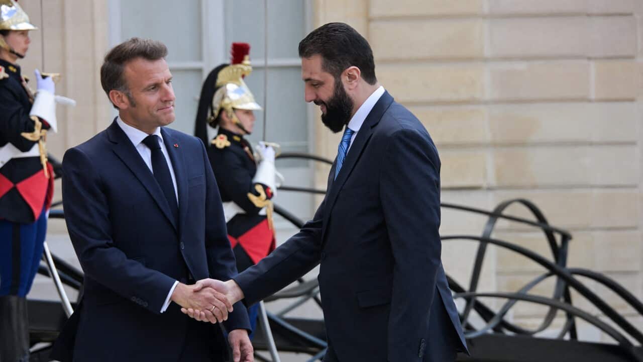 Ahmed Al-Sharaa and Emmanuel Macron at Elysee Palace - Paris