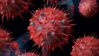 Computer generated image of H3N2 strain virus particle