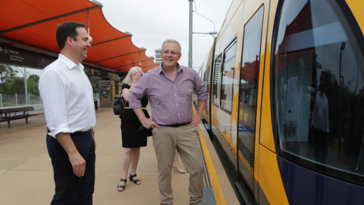 Prime Minister Scott Morrison at a light-rail announcement on the Gold Coast