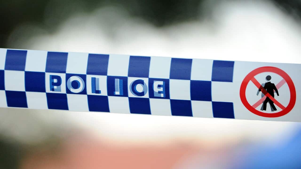 Police tape at a crime scene