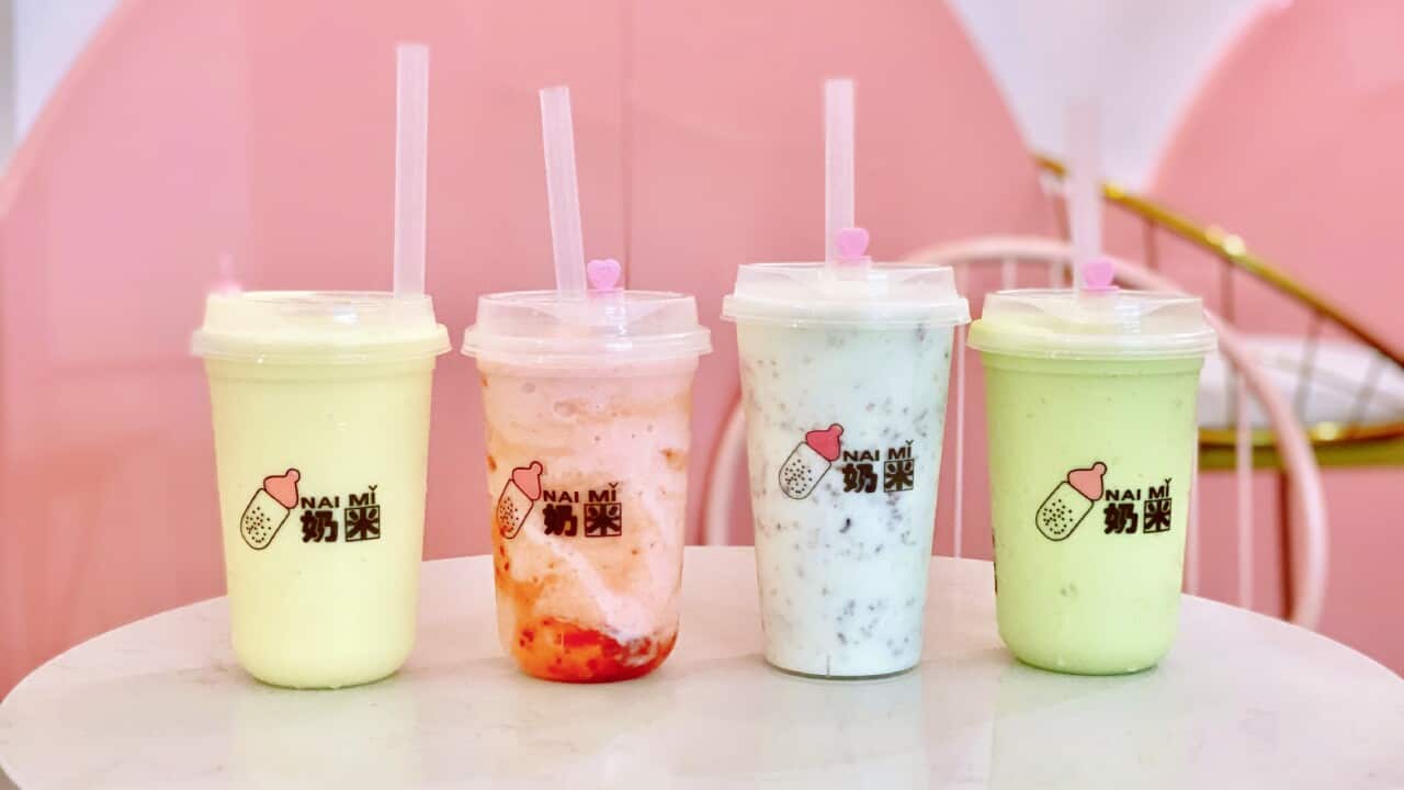 Like bubble tea, these yoghurt drinks are available in different flavours.