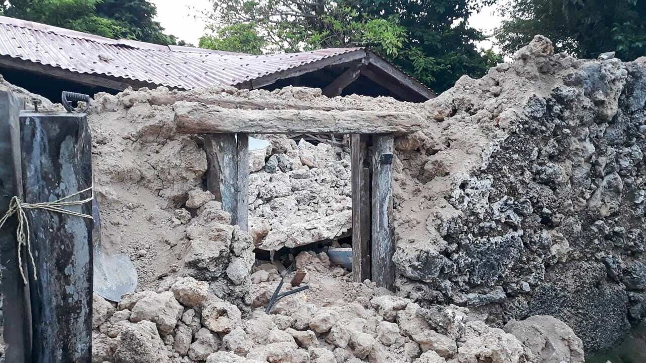 A damaged house after an earthquake in Itbayat, Batanes province, Philippines.