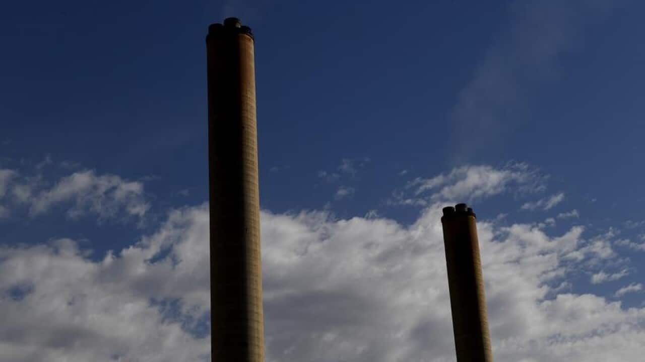 chimney stacks at the Loy Yang power station in Victoria.