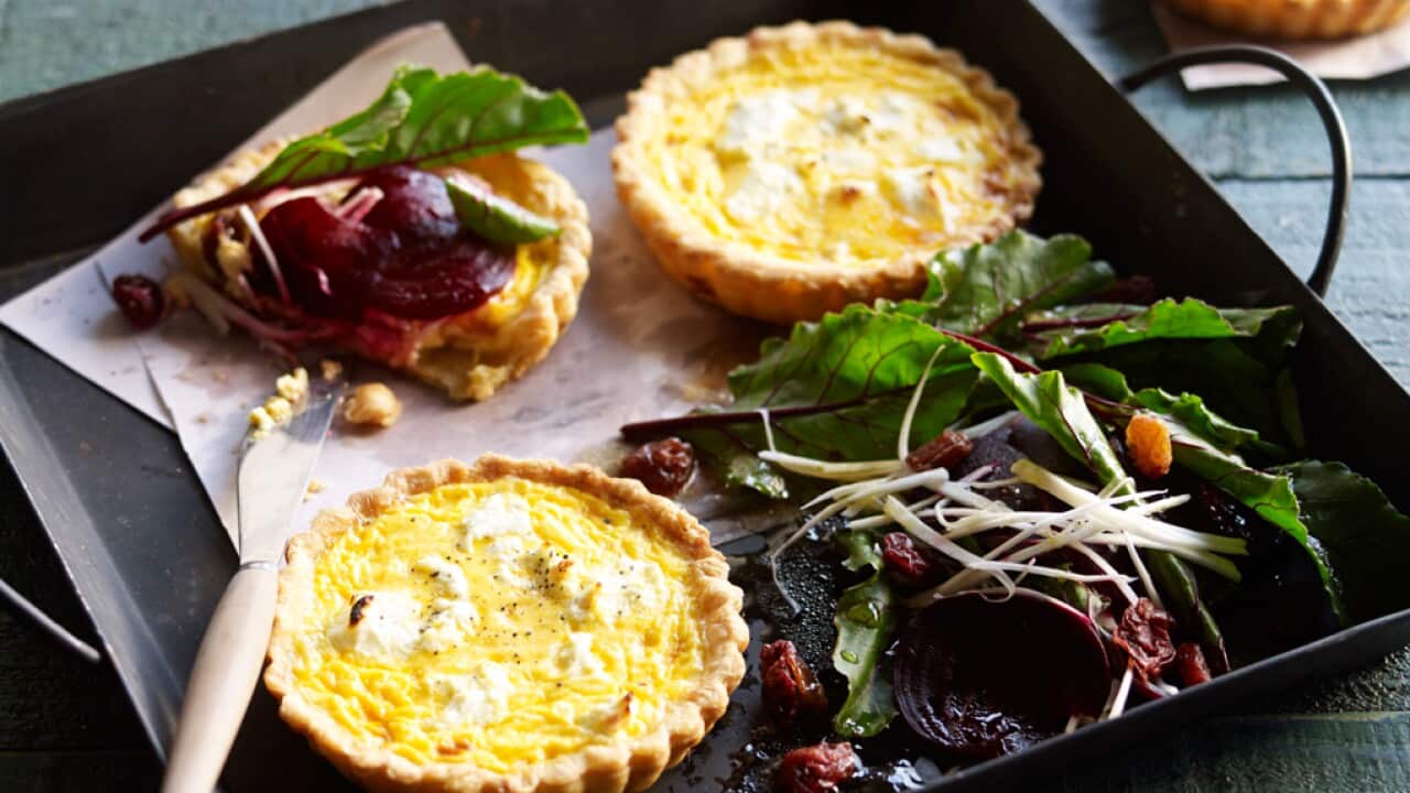 Goat's cheese tarts with beetroot salad