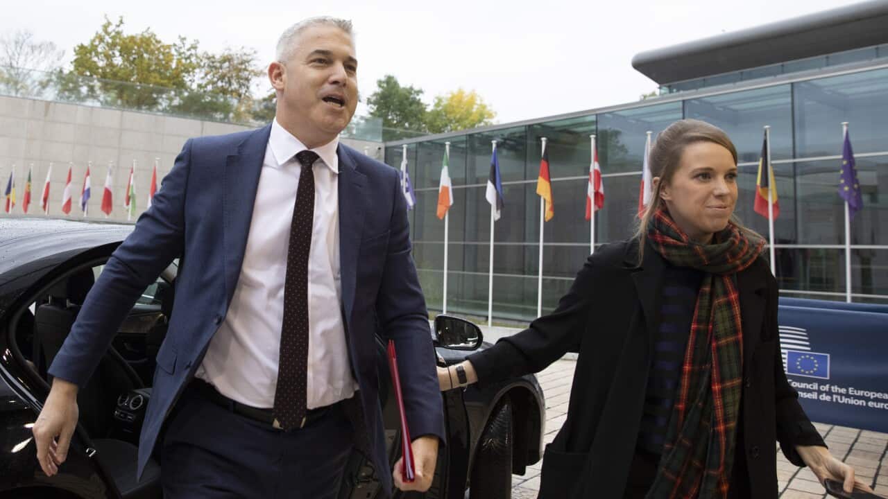 UK Brexit negotiator Stephen Barclay arrives for negotiations with the EU. 