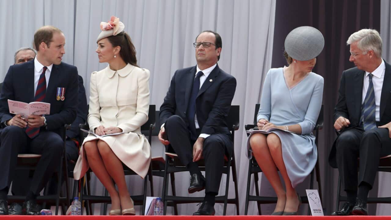 Prince William, Catherine, Hollande, Queen Mathilde, King Philippe.