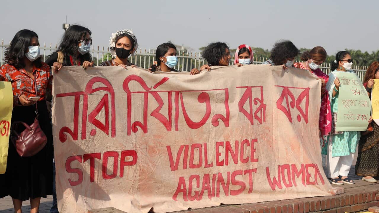 Demonstration in Dhaka protesting violence against women