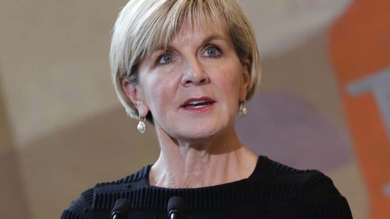 Australian Foreign Minister Julie Bishop speaks.