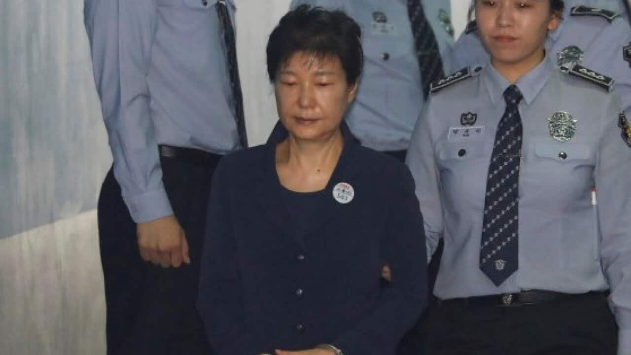 South Korean ousted leader Park Geun-hye arrives at a court in Seoul, South Korea
