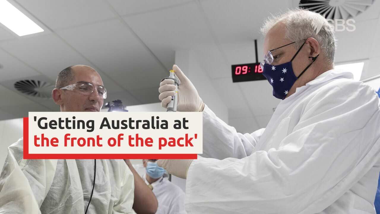 PM Morrison in a laboratory.